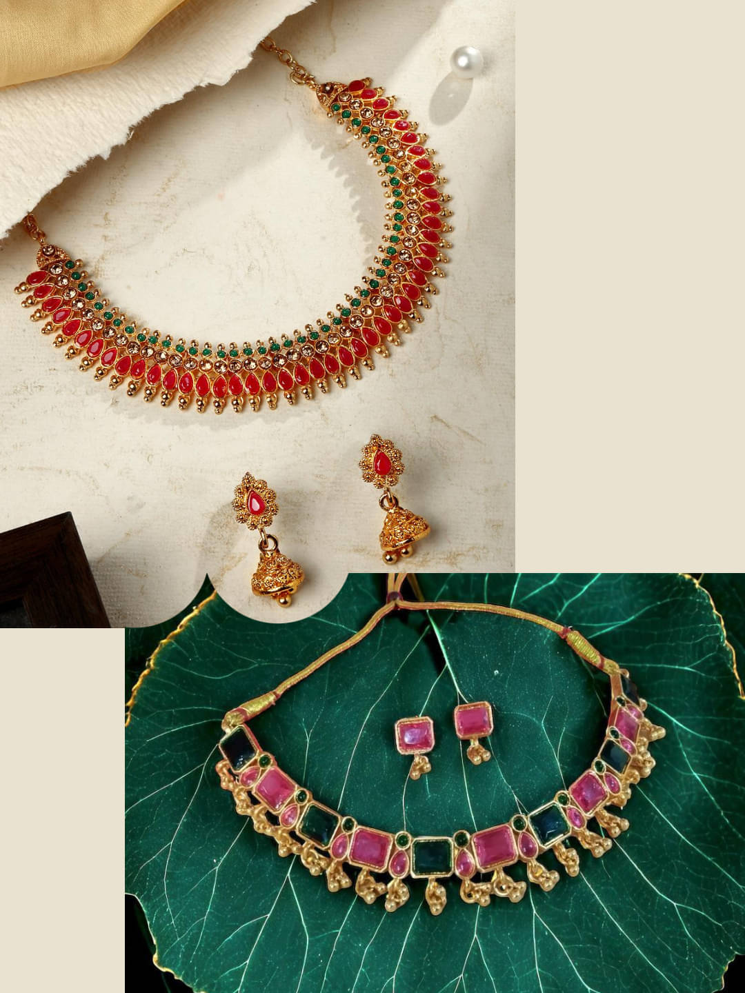     			Asmitta Jewellery Multi Color Alloy Necklace Set ( Pack of 2 )