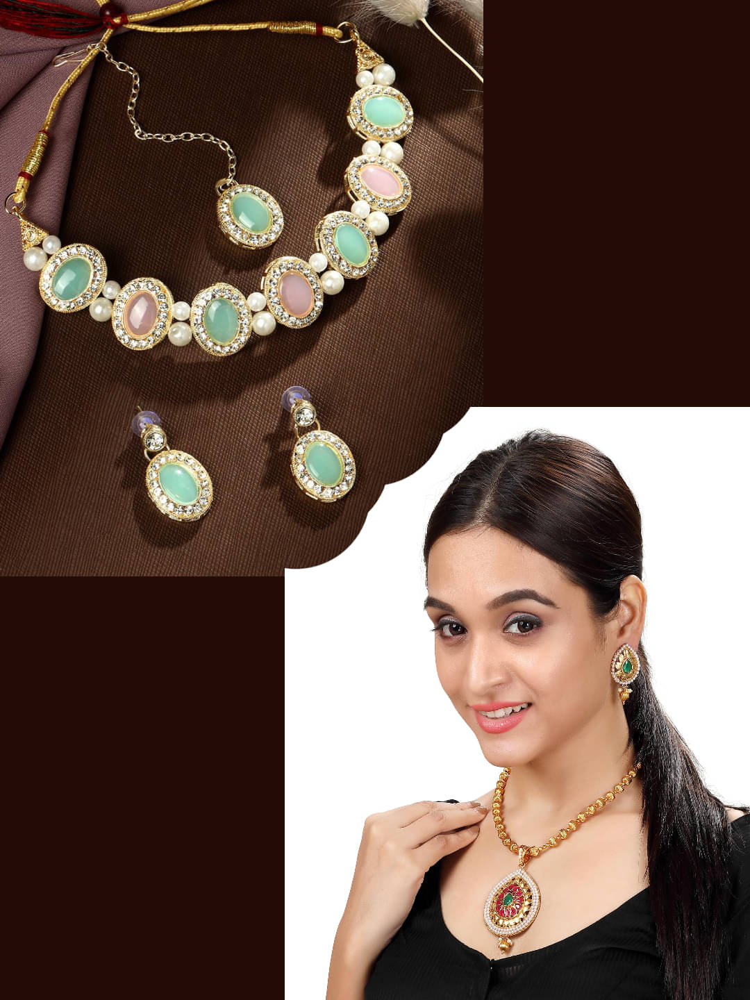 Asmitta Jewellery Multi Color Alloy Necklace Set ( Pack of 2 ) Asmitta Jewellery Multi Color Alloy Necklace Set ( Pack of 2 )