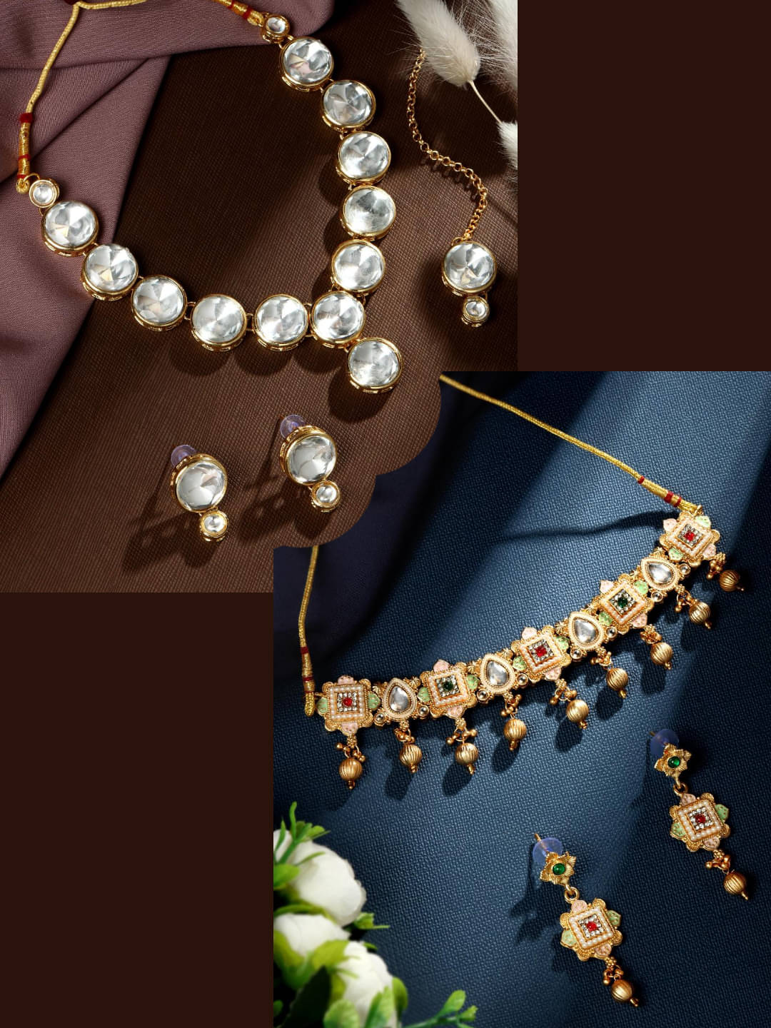     			Asmitta Jewellery Multi Color Alloy Necklace Set ( Pack of 2 )