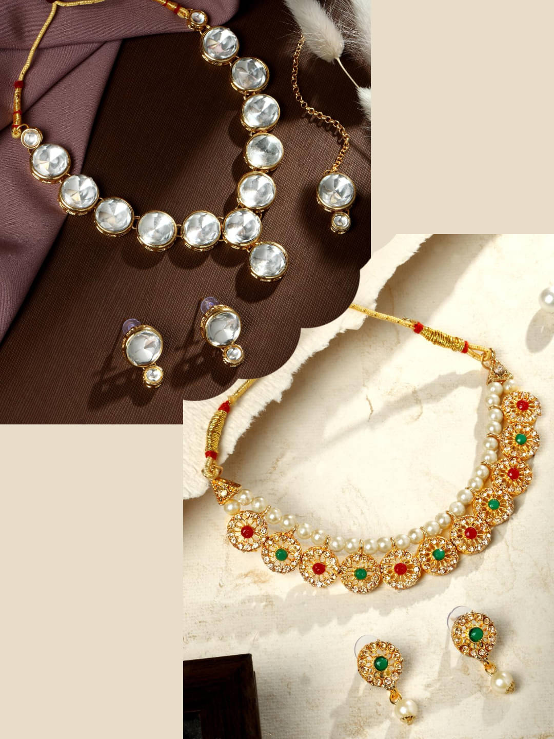     			Asmitta Jewellery Multi Color Alloy Necklace Set ( Pack of 2 )