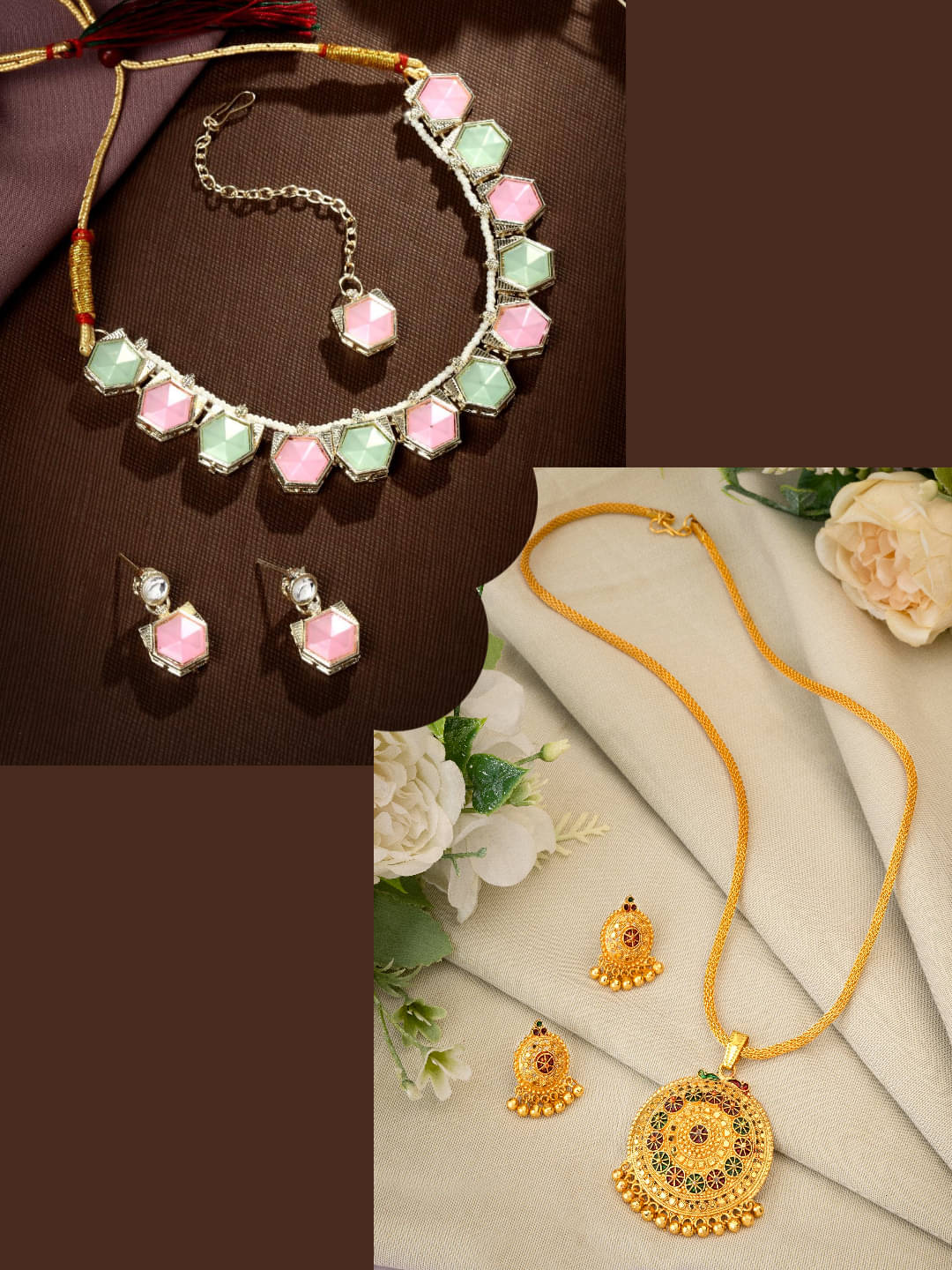     			Asmitta Jewellery Multi Color Alloy Necklace Set ( Pack of 2 )