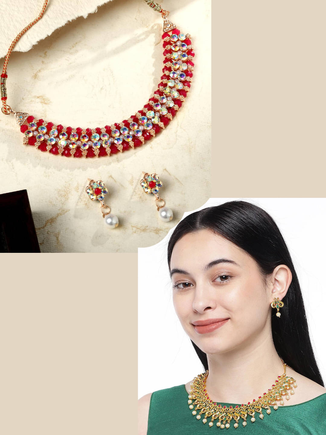     			Asmitta Jewellery Multi Color Alloy Necklace Set ( Pack of 2 )