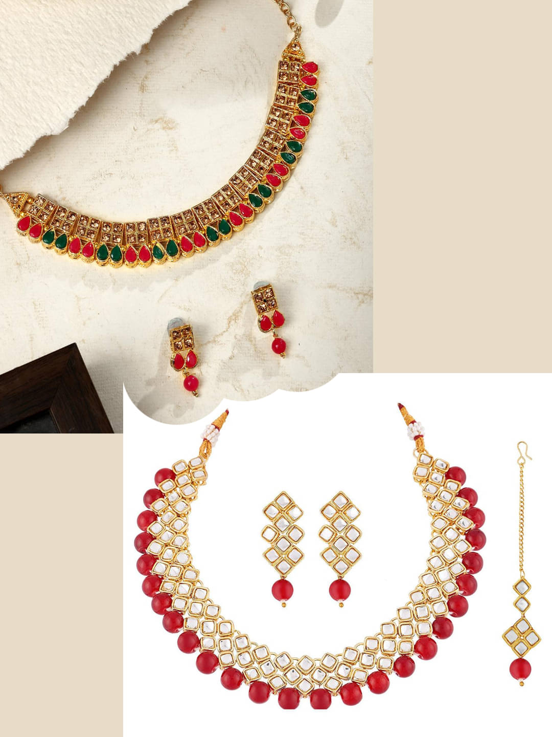     			Asmitta Jewellery Multi Color Alloy Necklace Set ( Pack of 2 )