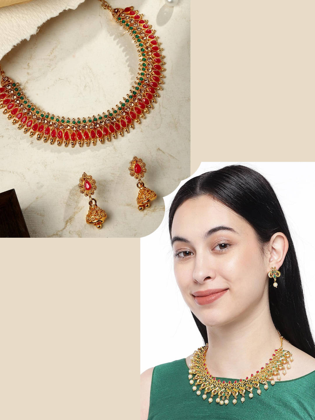     			Asmitta Jewellery Multi Color Alloy Necklace Set ( Pack of 2 )