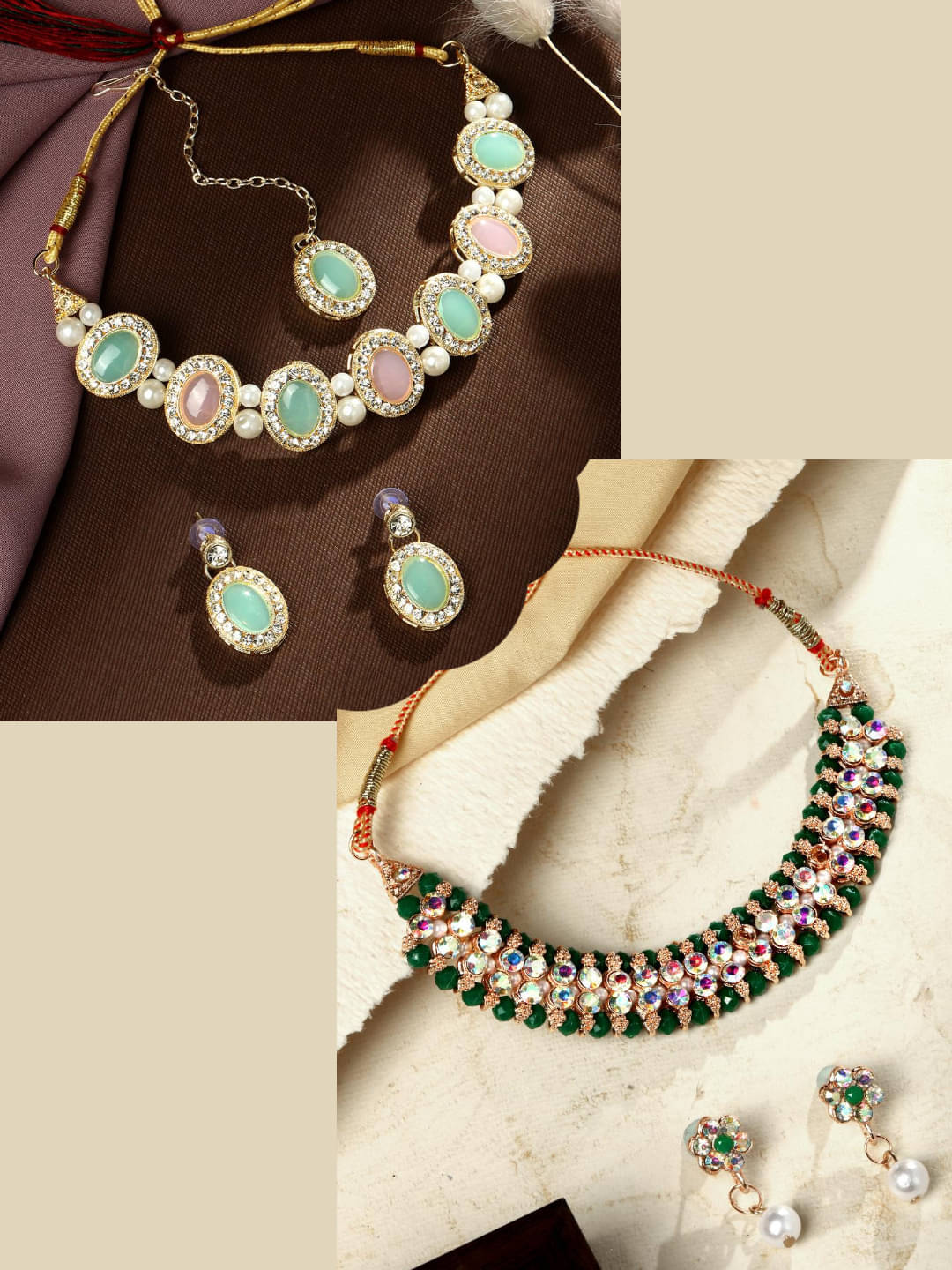 Asmitta Jewellery Multi Color Alloy Necklace Set ( Pack of 2 ) Asmitta Jewellery Multi Color Alloy Necklace Set ( Pack of 2 )
