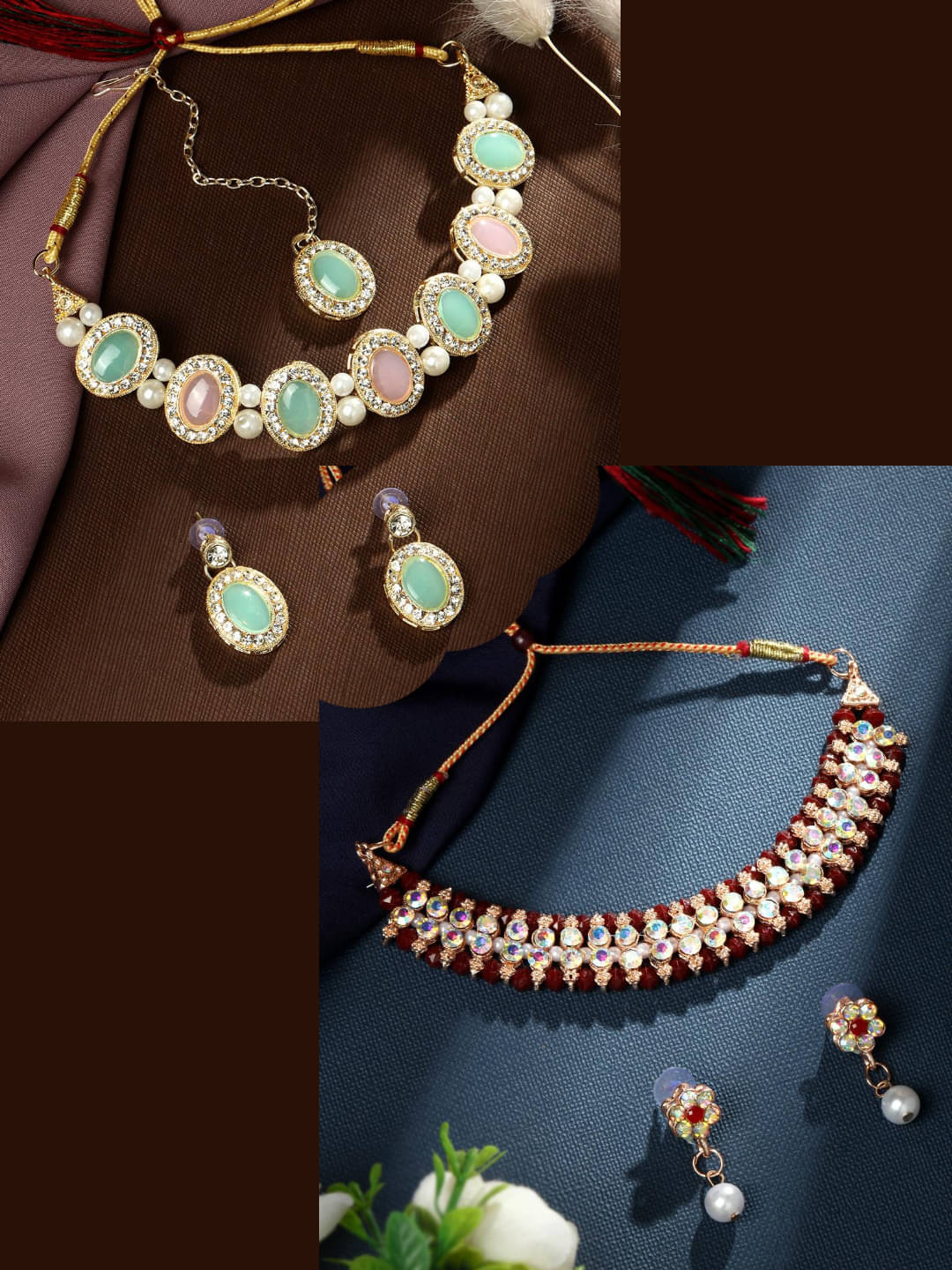     			Asmitta Jewellery Multi Color Alloy Necklace Set ( Pack of 2 )