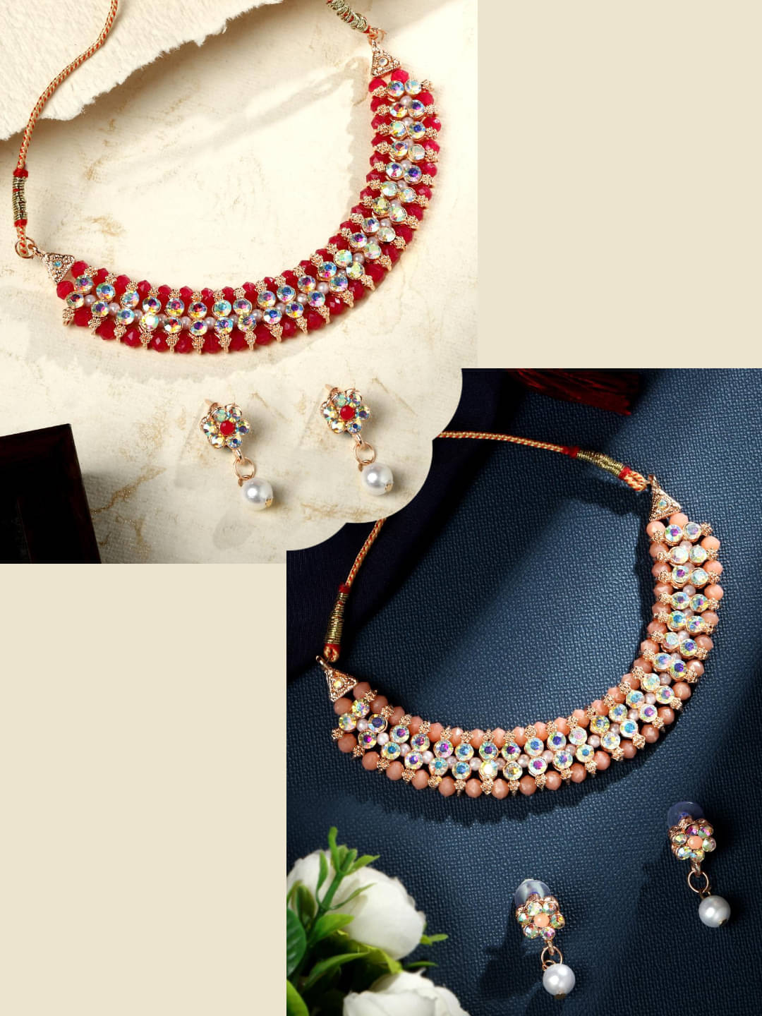 Asmitta Jewellery Multi Color Alloy Necklace Set ( Pack of 2 ) Asmitta Jewellery Multi Color Alloy Necklace Set ( Pack of 2 )