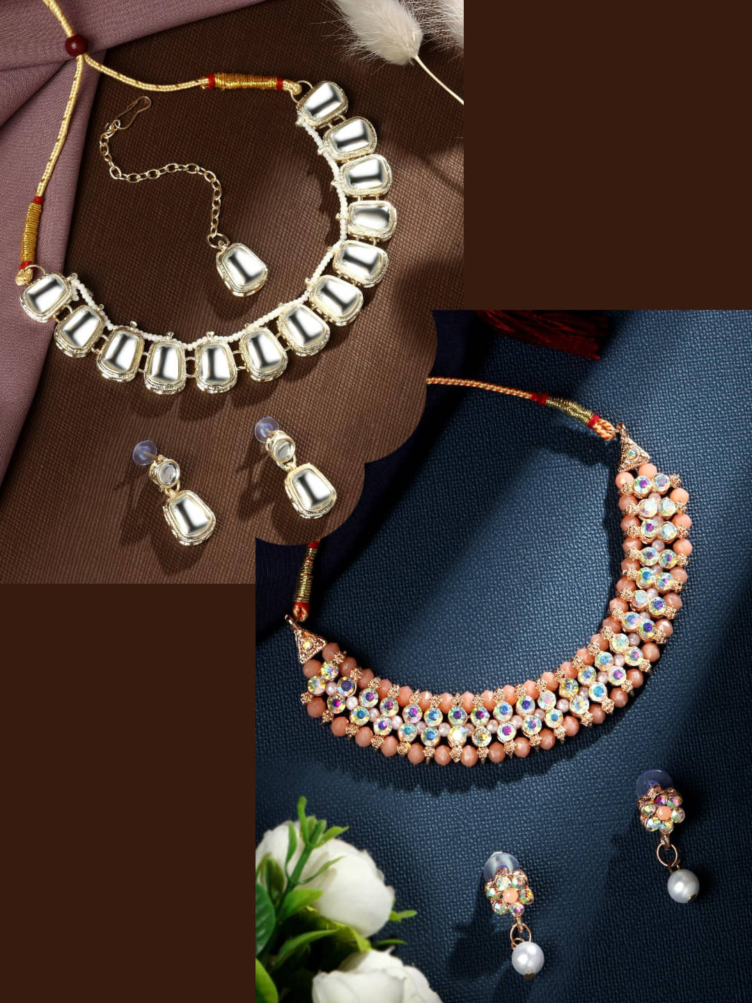     			Asmitta Jewellery Multi Color Alloy Necklace Set ( Pack of 2 )