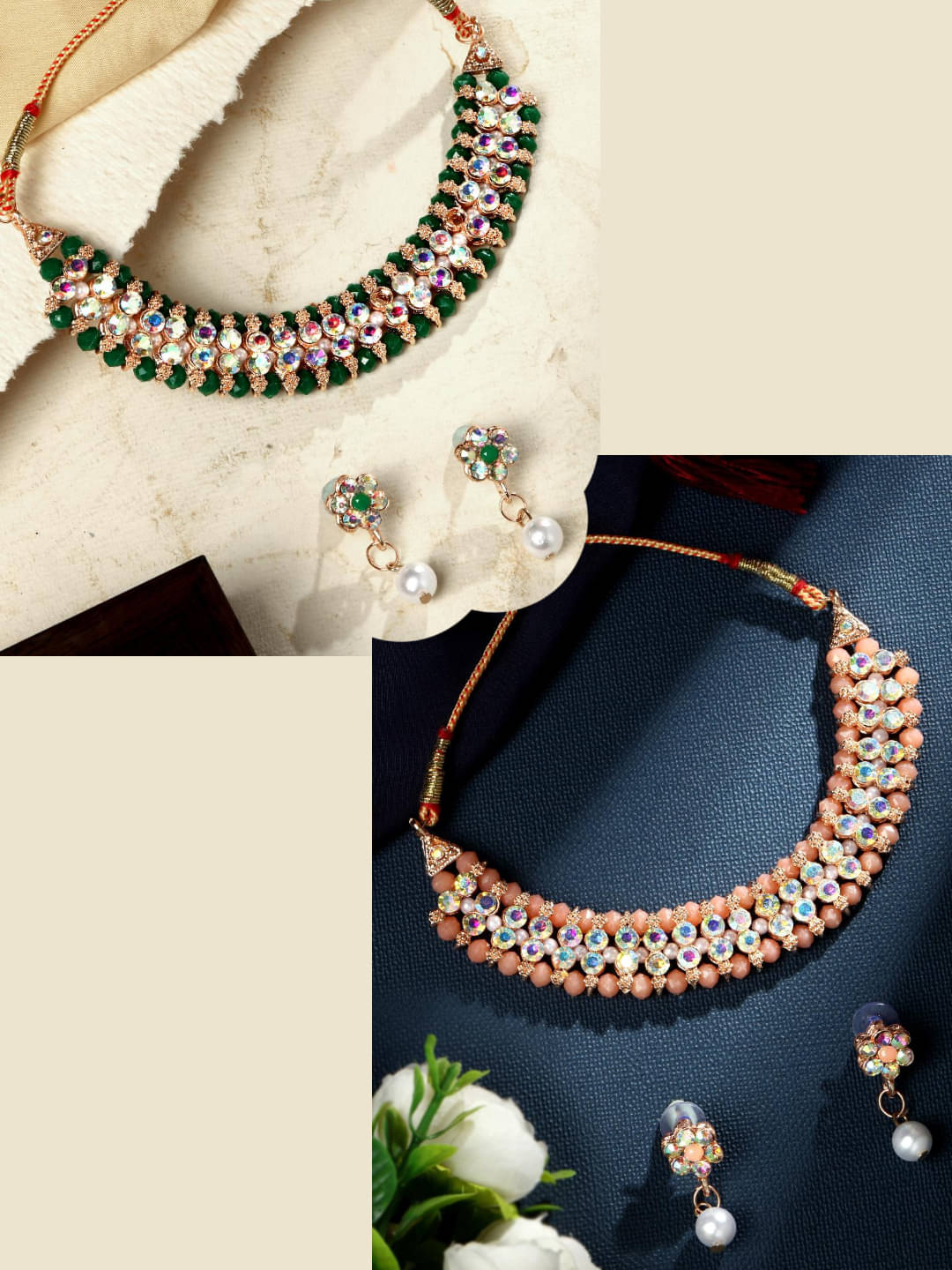     			Asmitta Jewellery Multi Color Alloy Necklace Set ( Pack of 2 )