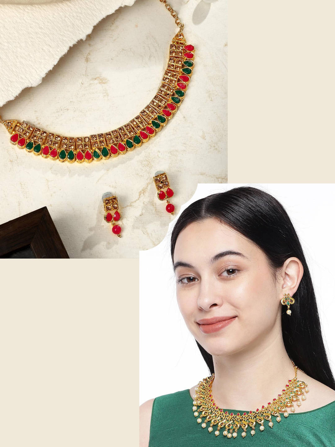     			Asmitta Jewellery Multi Color Alloy Necklace Set ( Pack of 2 )