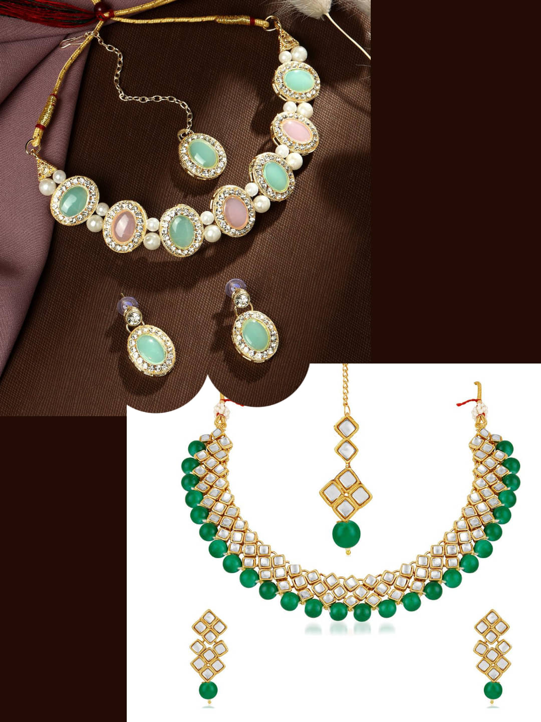     			Asmitta Jewellery Multi Color Alloy Necklace Set ( Pack of 2 )