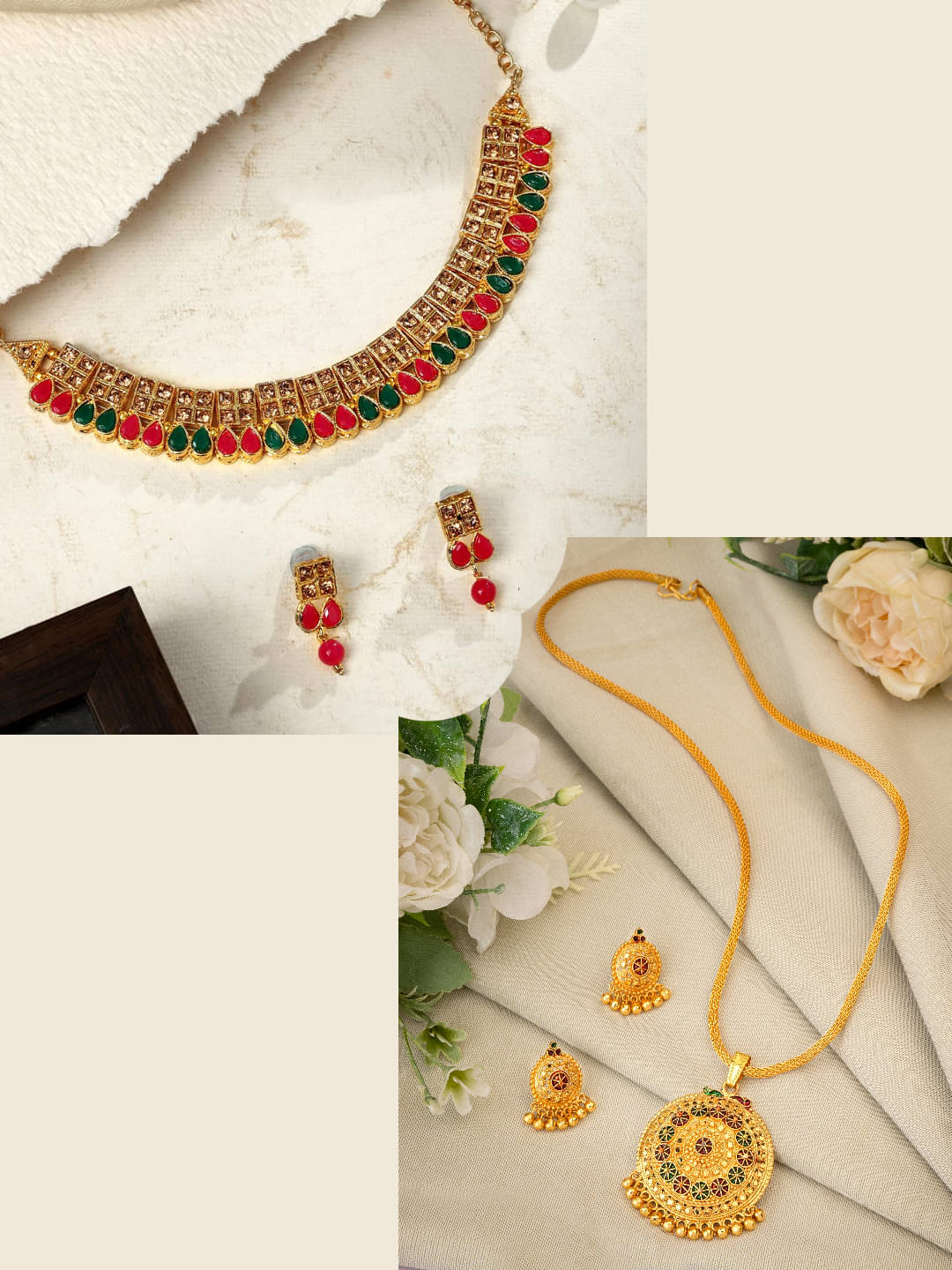     			Asmitta Jewellery Multi Color Alloy Necklace Set ( Pack of 2 )