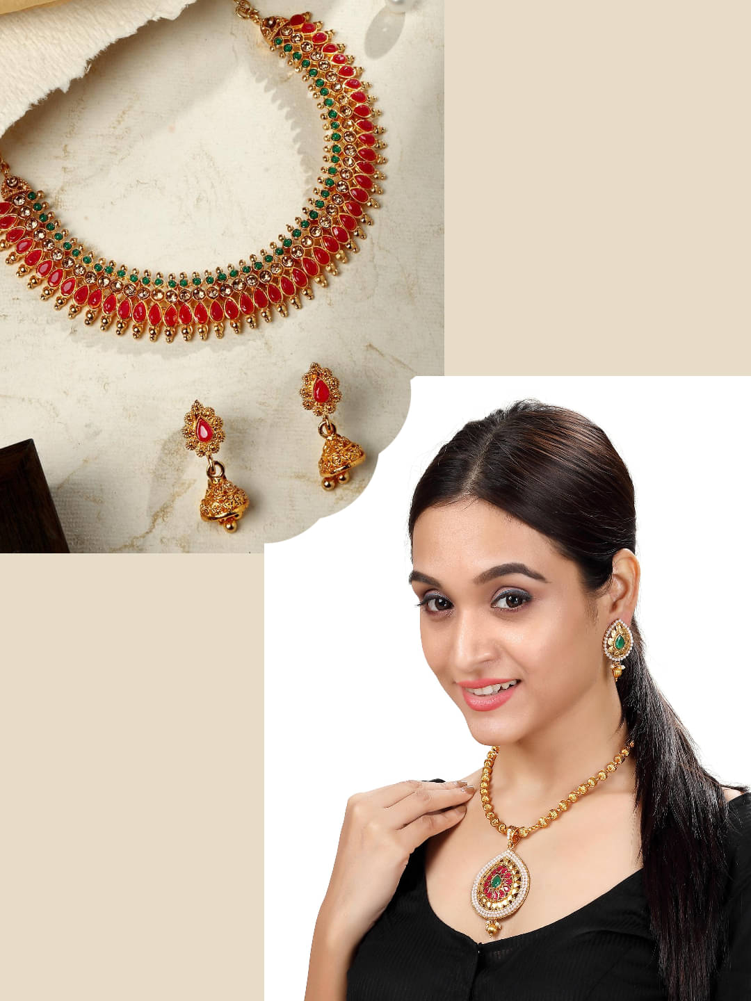     			Asmitta Jewellery Multi Color Alloy Necklace Set ( Pack of 2 )