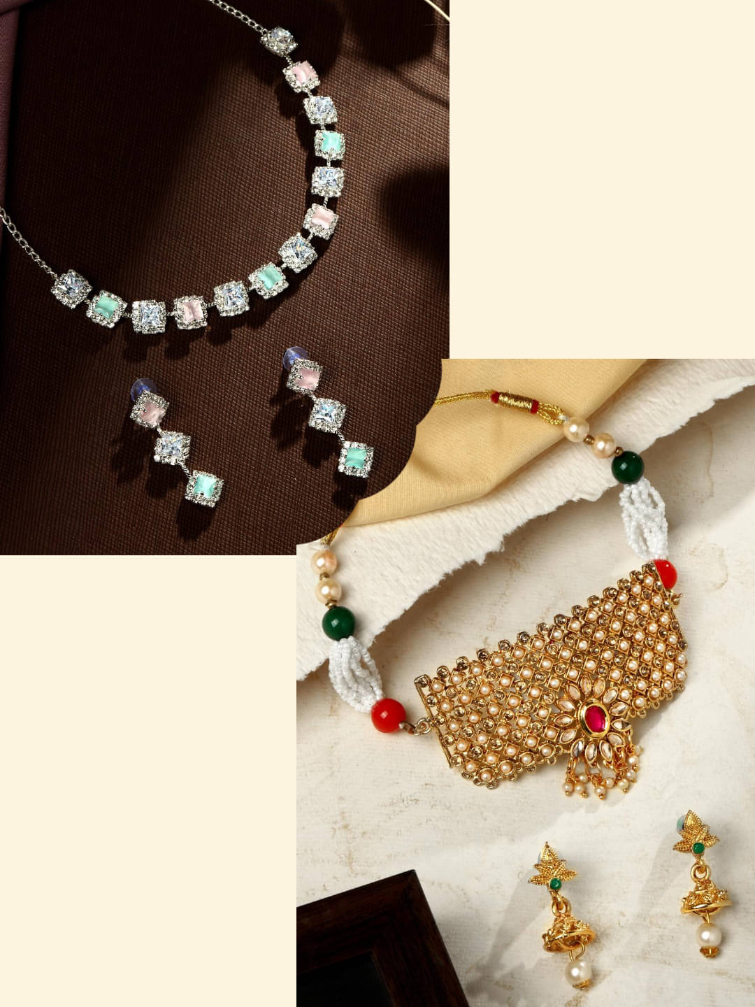     			Asmitta Jewellery Multi Color Alloy Necklace Set ( Pack of 2 )