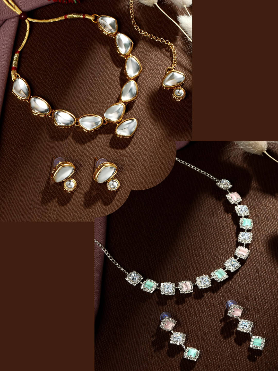     			Asmitta Jewellery Multi Color Alloy Necklace Set ( Pack of 2 )