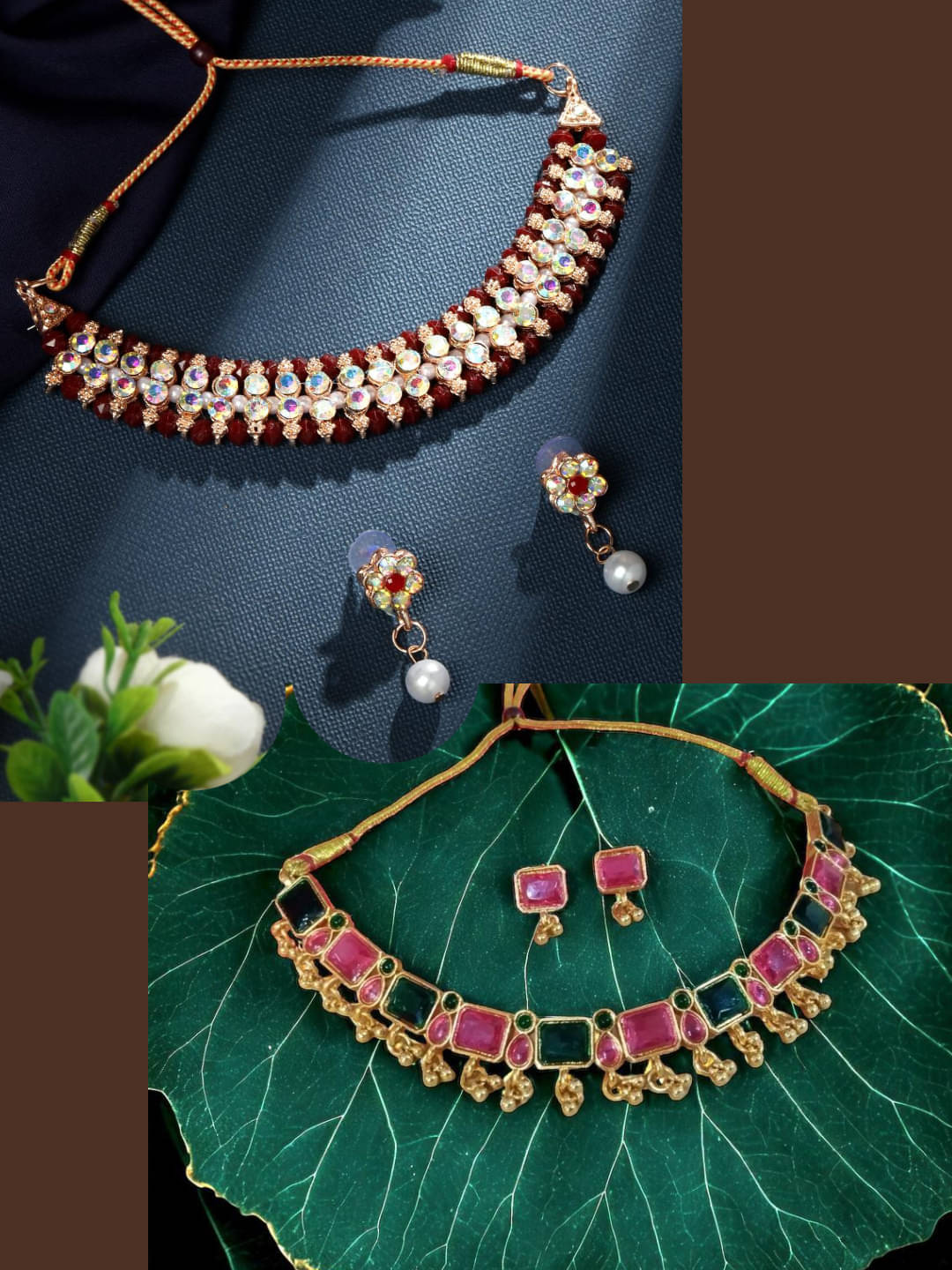     			Asmitta Jewellery Multi Color Alloy Necklace Set ( Pack of 2 )