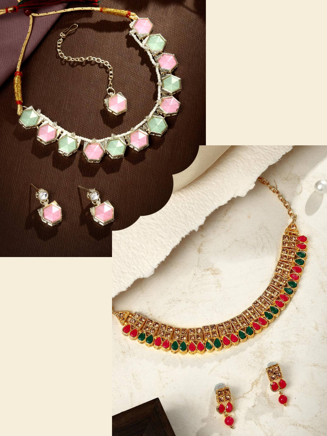 Asmitta Jewellery Multi Color Alloy Necklace Set ( Pack of 2 ) Asmitta Jewellery Multi Color Alloy Necklace Set ( Pack of 2 )