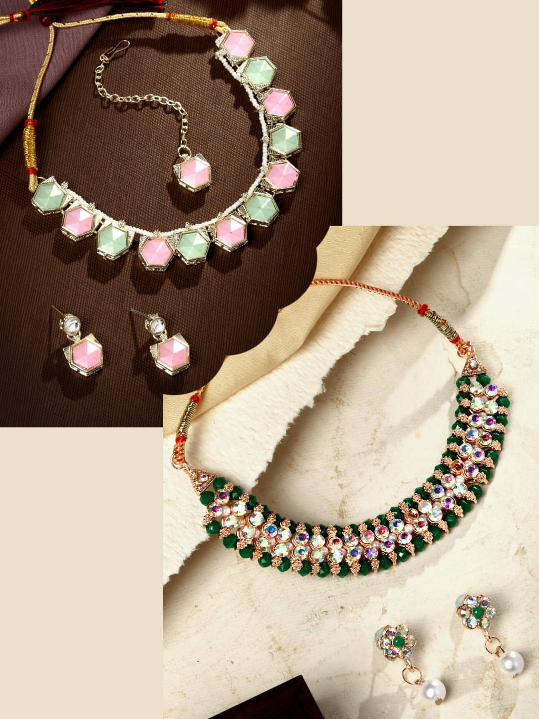    			Asmitta Jewellery Multi Color Alloy Necklace Set ( Pack of 2 )