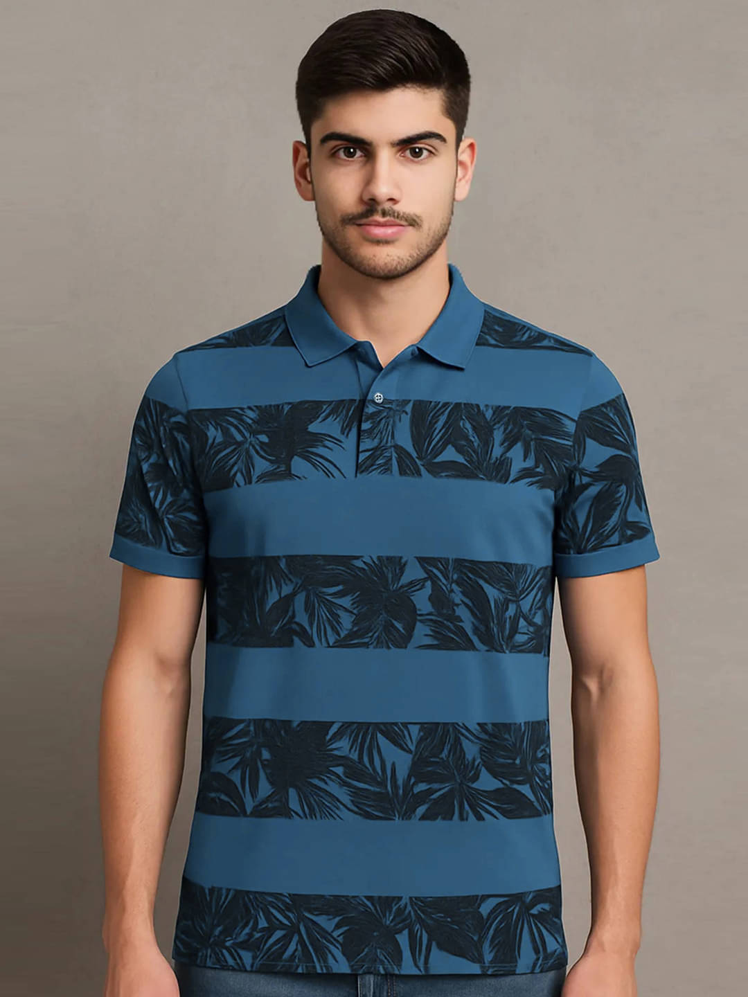 COCOSOUL Men Polyester Regular Fit Printed Polo T Shirt ( Teal Blue ) COCOSOUL Men Polyester Regular Fit Printed Polo T Shirt ( Teal Blue )
