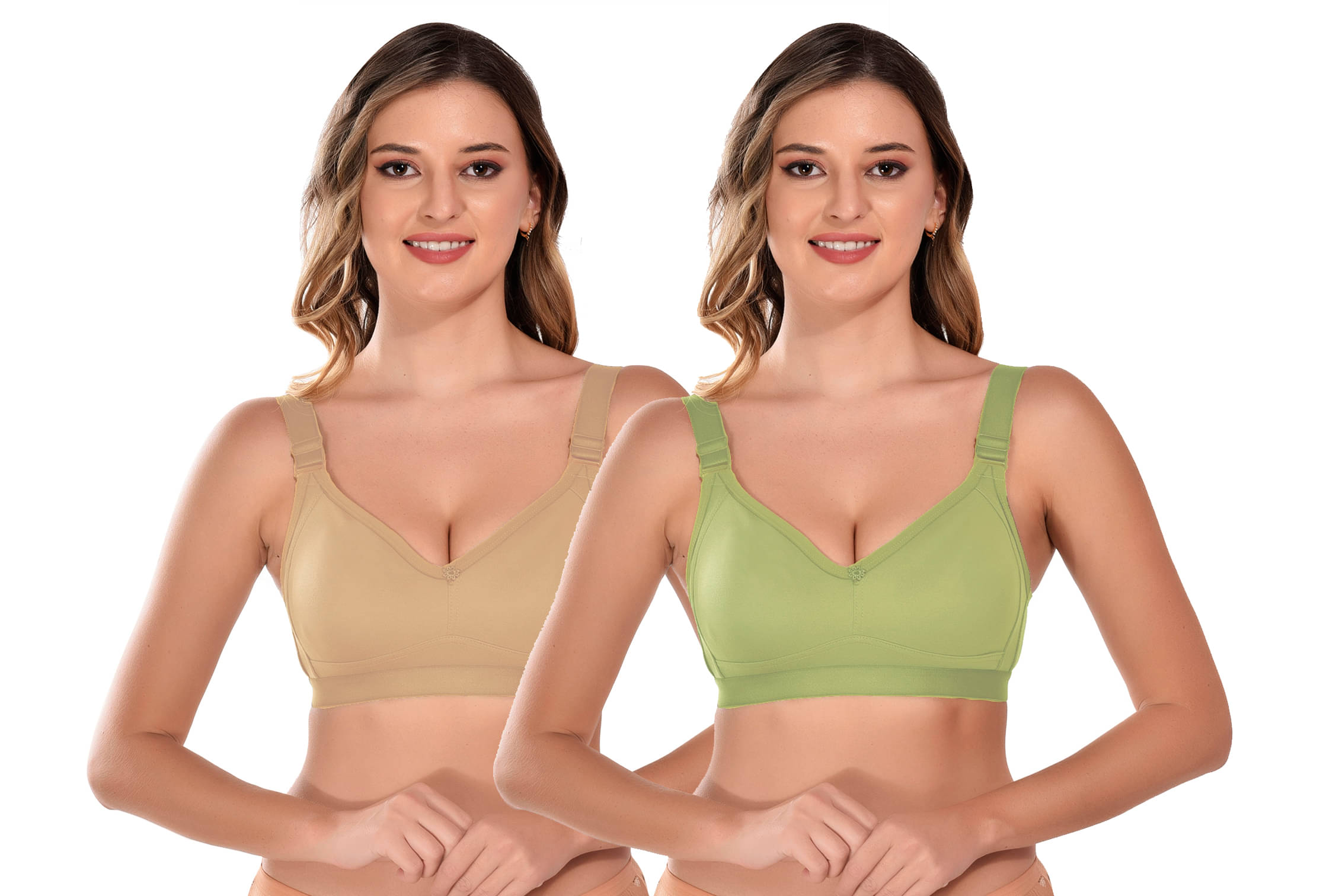     			Elina Pack of 2 Cotton Non Padded Minimizer Bra For Women ( Multicolor )