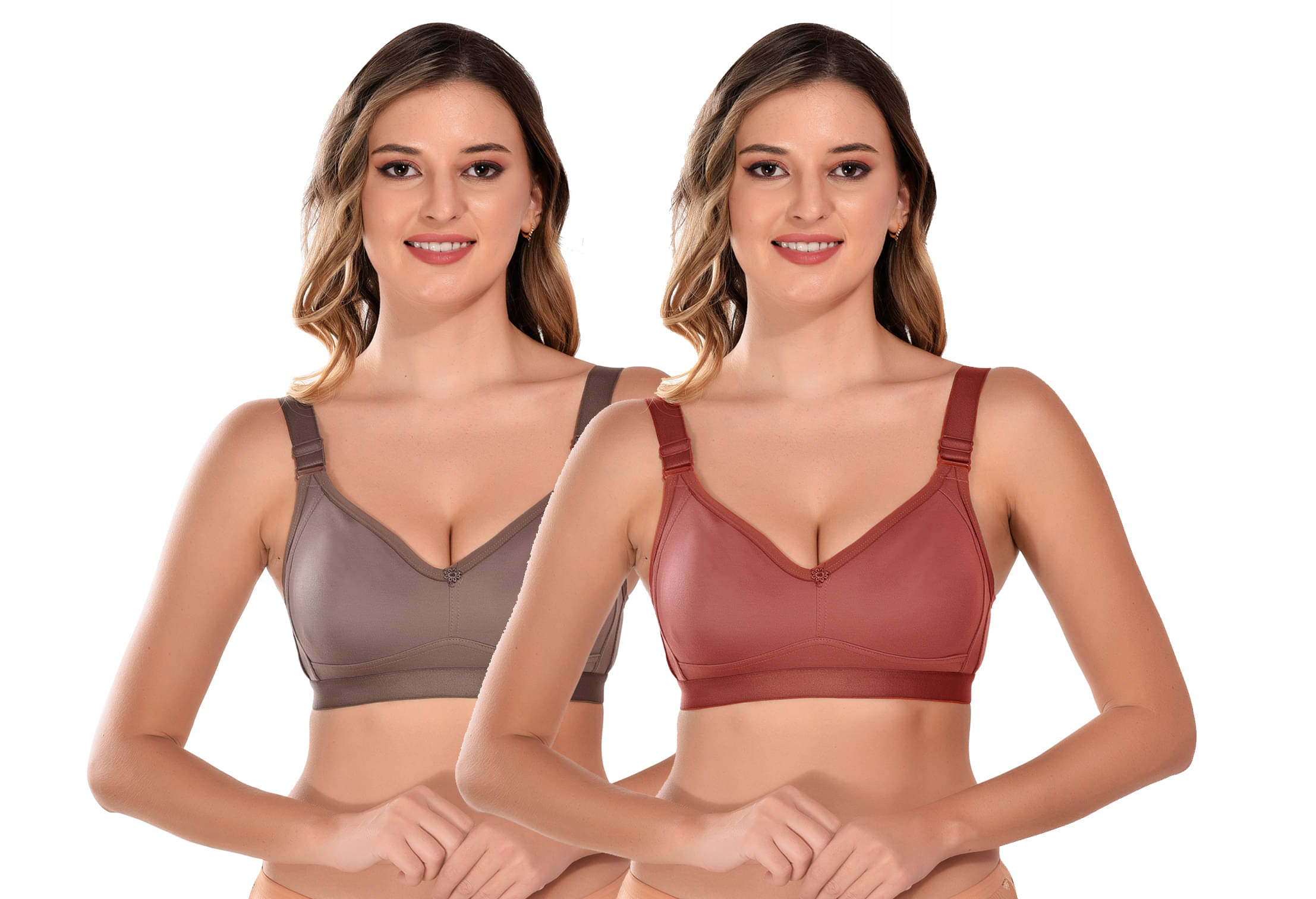     			Elina Pack of 2 Cotton Non Padded Minimizer Bra For Women ( Multicolor )