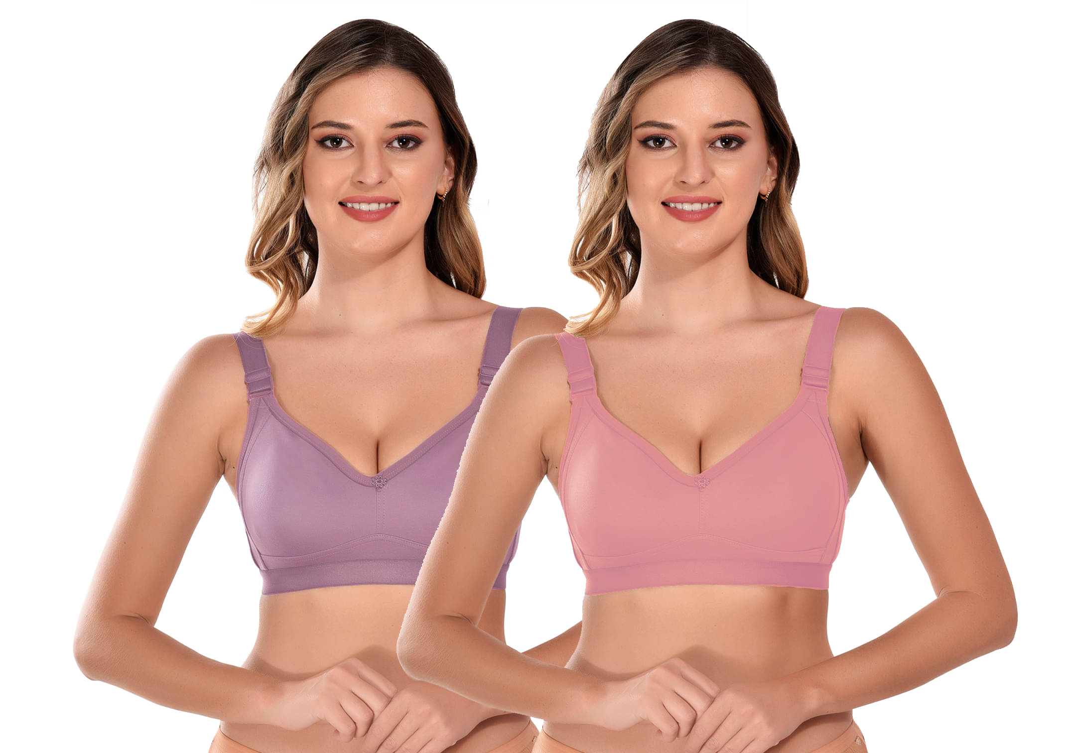 Elina Pack of 2 Cotton Non Padded Minimizer Bra For Women ( Multicolor ) Elina Pack of 2 Cotton Non Padded Minimizer Bra For Women ( Multicolor )
