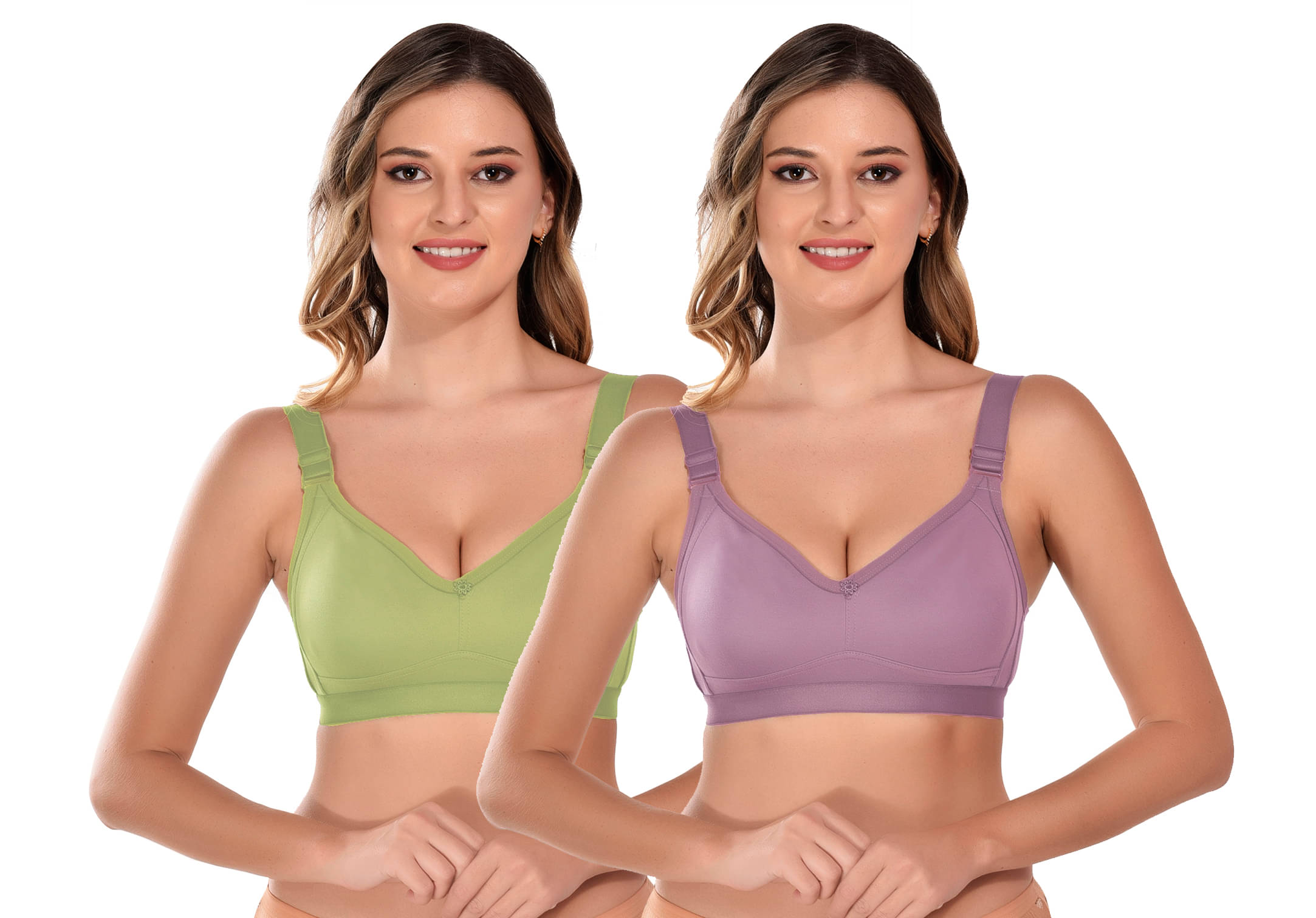 Elina Pack of 2 Cotton Non Padded Minimizer Bra For Women ( Multicolor ) Elina Pack of 2 Cotton Non Padded Minimizer Bra For Women ( Multicolor )