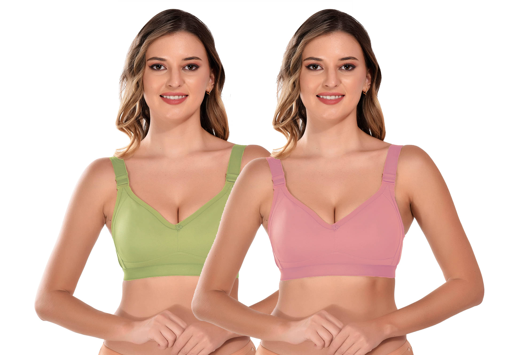     			Elina Pack of 2 Cotton Non Padded Minimizer Bra For Women ( Multicolor )