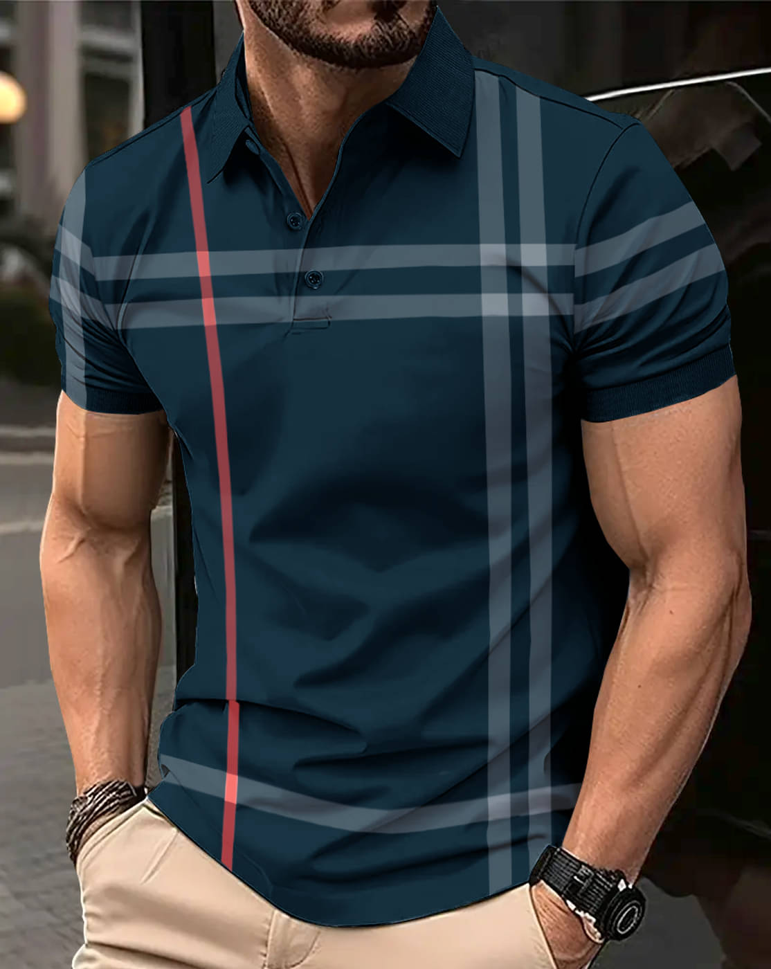    			Eyebogler Men Polyester Regular Fit Printed Polo T Shirt ( Teal Blue )