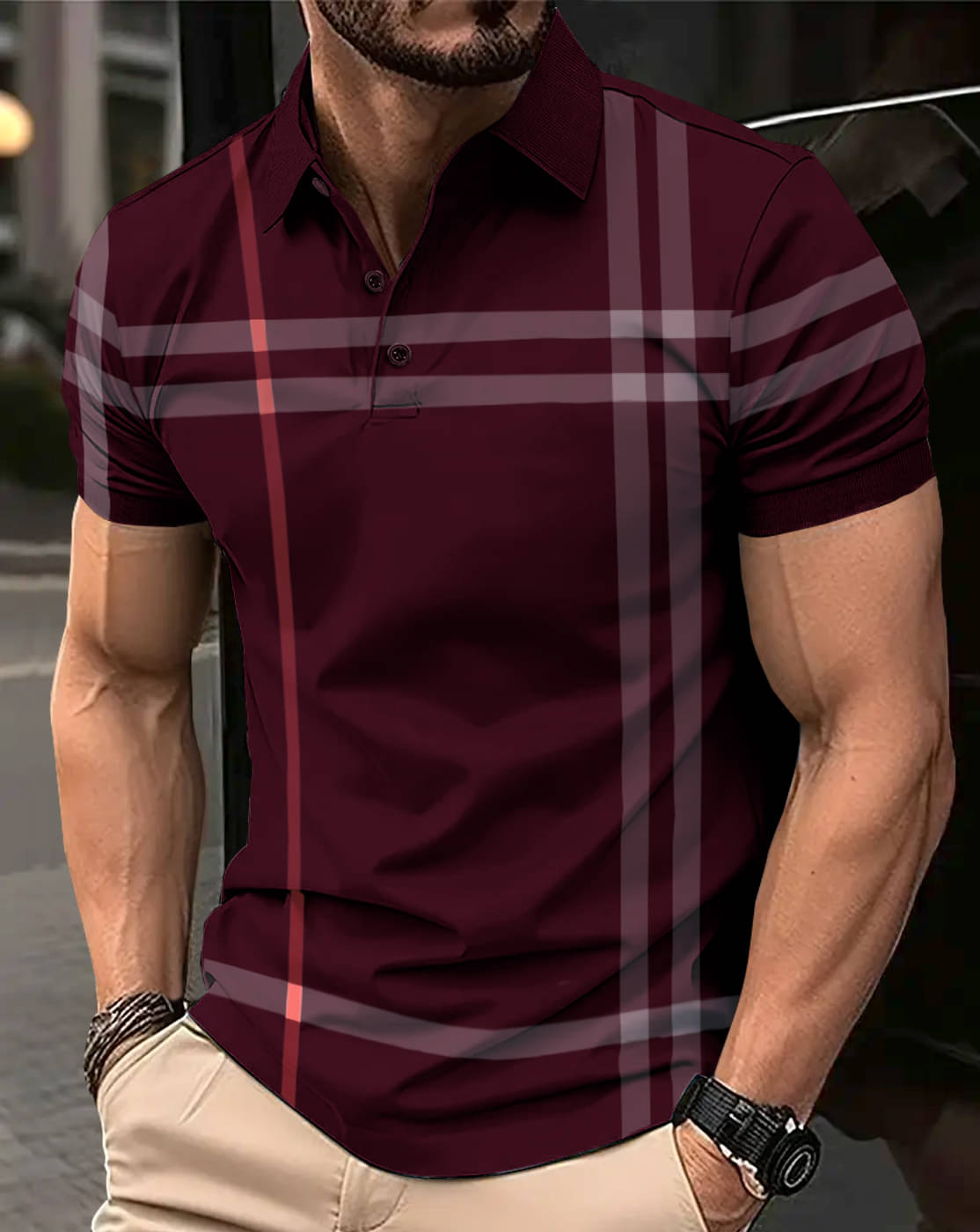Eyebogler Men Polyester Regular Fit Printed Polo T Shirt ( Wine ) Eyebogler Men Polyester Regular Fit Printed Polo T Shirt ( Wine )