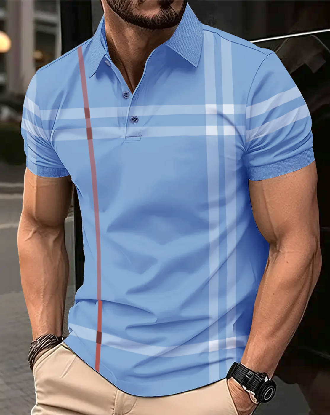     			Eyebogler Men Polyester Regular Fit Printed Polo T Shirt ( Blue )