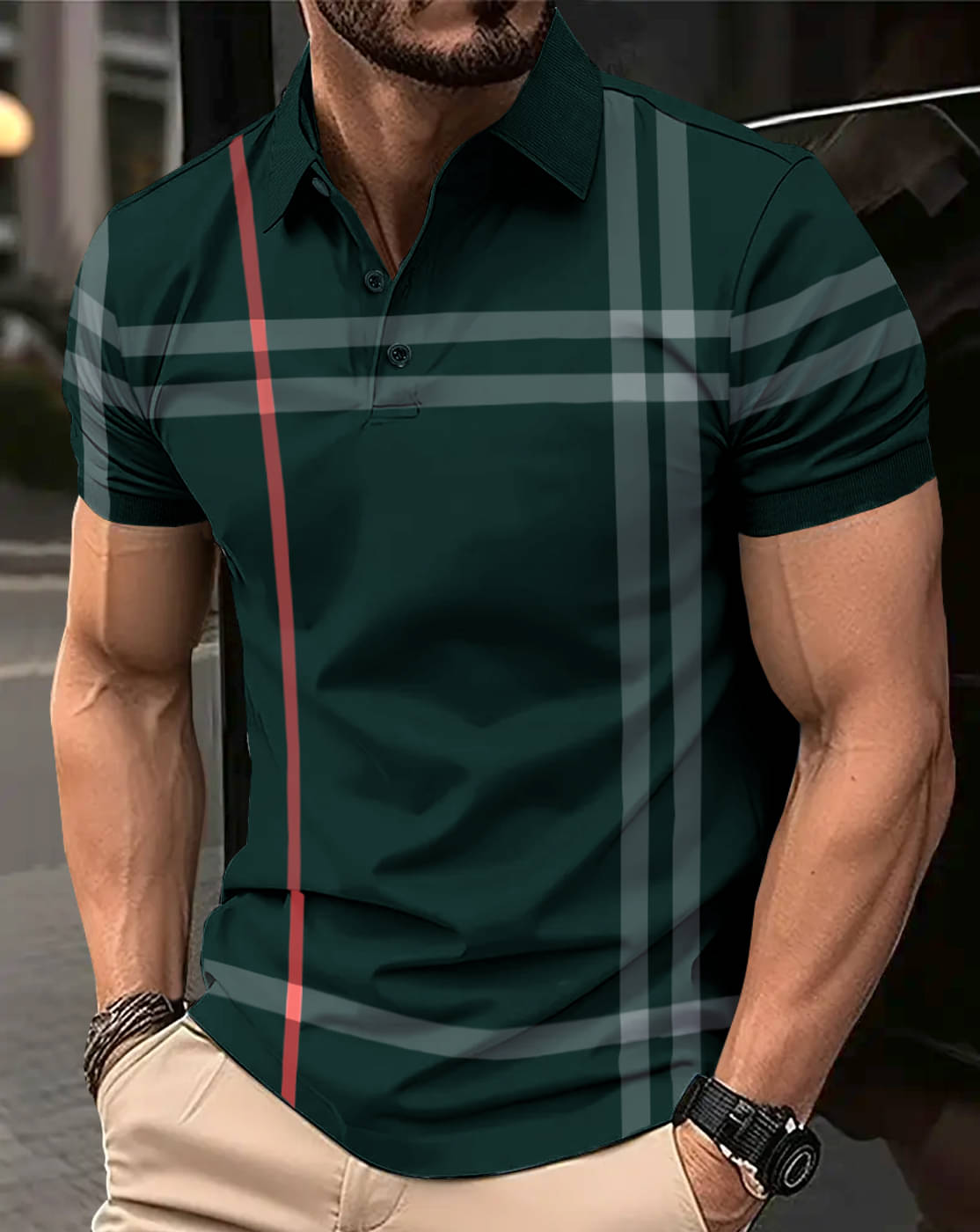     			Eyebogler Men Polyester Regular Fit Printed Polo T Shirt ( Green )