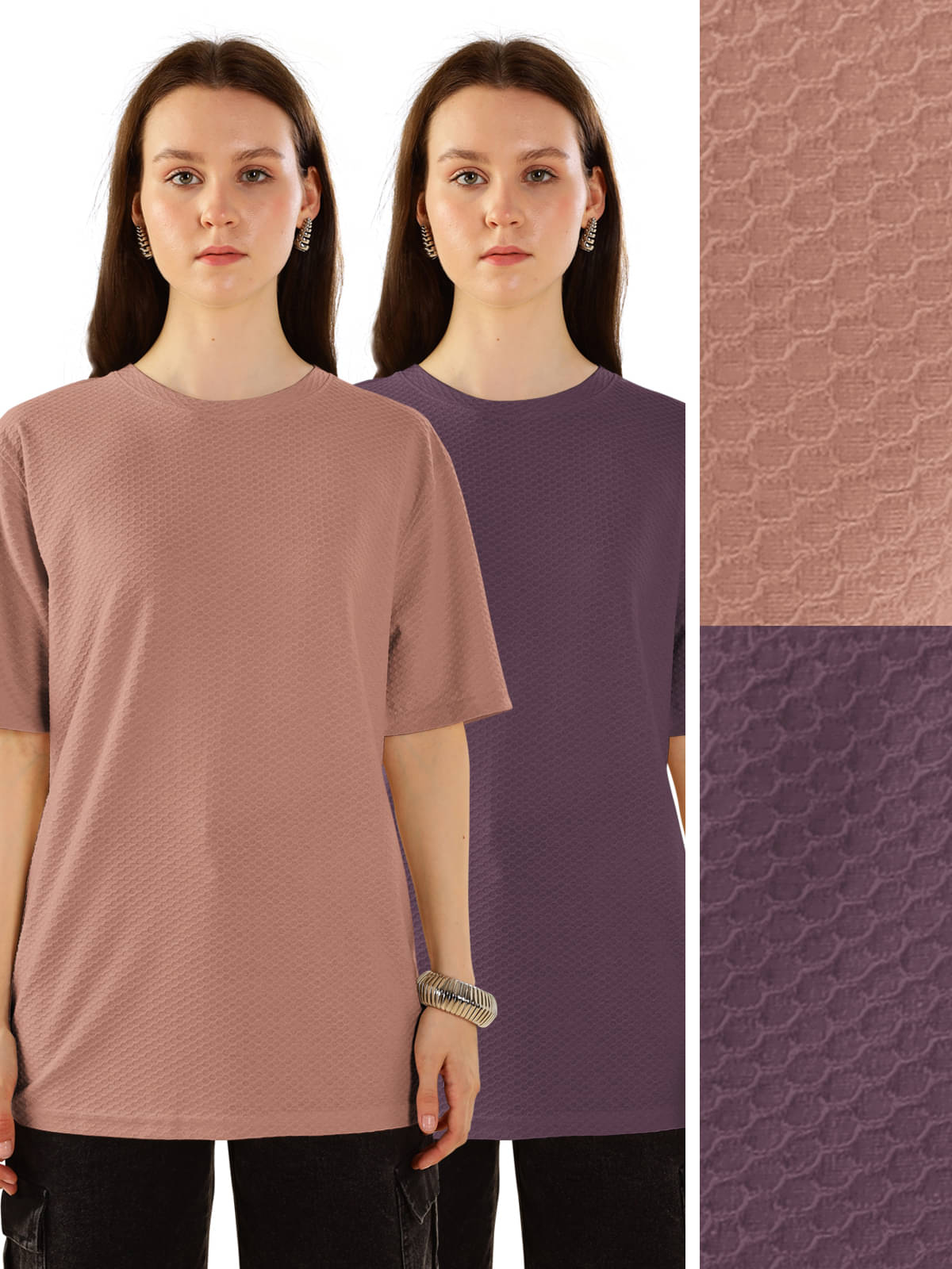     			HELLCAT Women Cotton Blend Solid Oversized Fit Round Neck T-Shirt ( Burgundy )