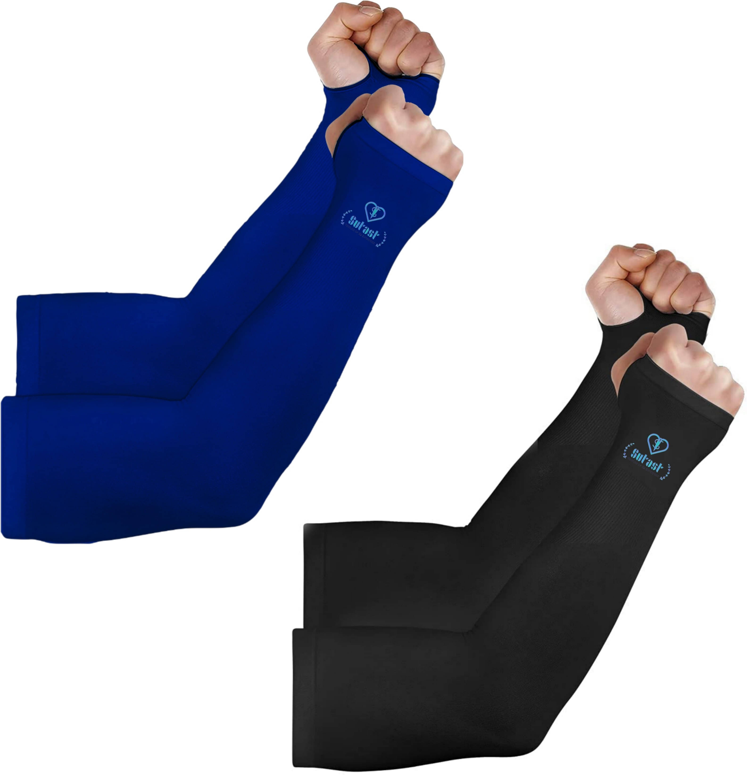    			SUBHUSHA Blue Solid Riding Sleeves ( Set of 2 )