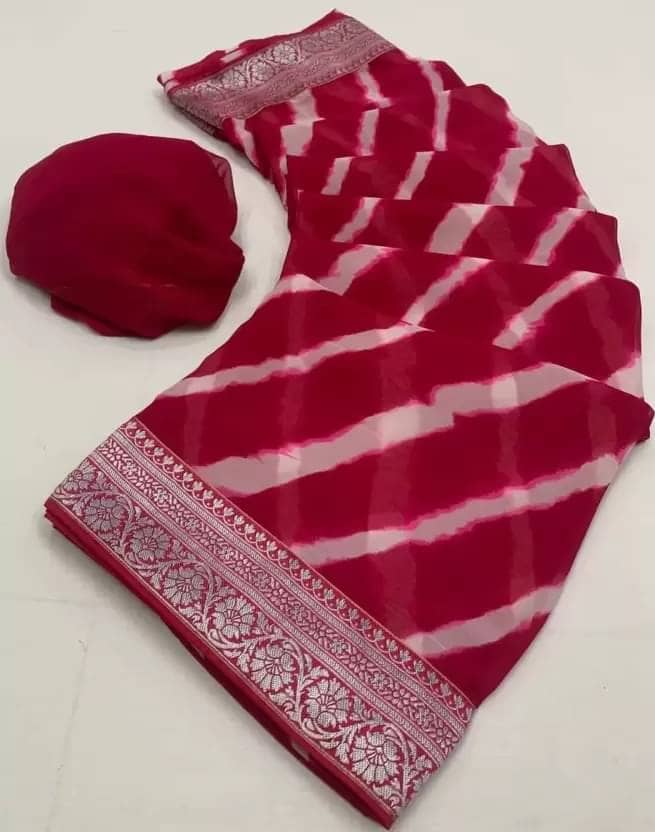 Samai Georgette Printed Regular Saree With Unstitched Blouse Piece ( Pink ) - Sarees | Buy online on ZillyBuy