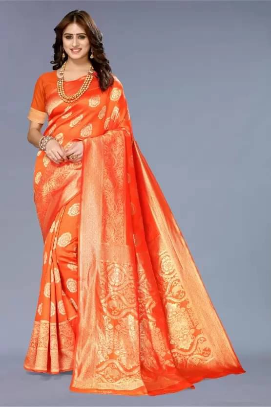     			Suali Silk Embellished Regular Saree With Unstitched Blouse Piece ( Orange )