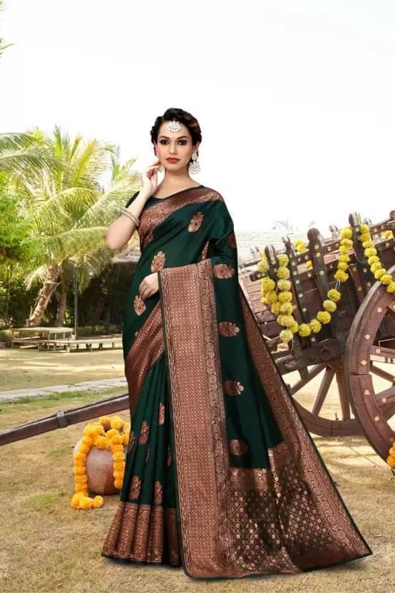Suntex Silk Woven Regular Saree With Unstitched Blouse Piece ( Green ) Suntex Silk Woven Regular Saree With Unstitched Blouse Piece ( Green )