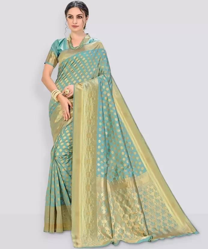     			Suntex Silk Woven Regular Saree With Unstitched Blouse Piece ( Light Green )