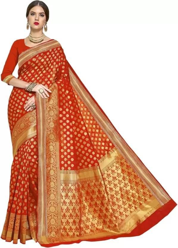 Suntex Silk Woven Regular Saree With Unstitched Blouse Piece ( Orange ) Suntex Silk Woven Regular Saree With Unstitched Blouse Piece ( Orange )