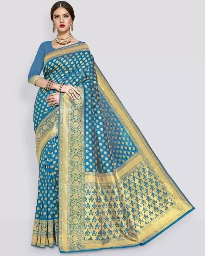     			Suntex Silk Woven Regular Saree With Unstitched Blouse Piece ( Blue )