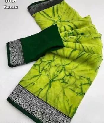     			Vkaran Georgette Printed Regular Saree With Unstitched Blouse Piece ( Green )