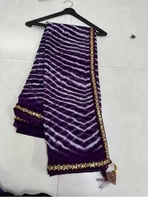     			YUGAVEERAA Georgette Printed Regular Saree With Unstitched Blouse Piece ( Purple )