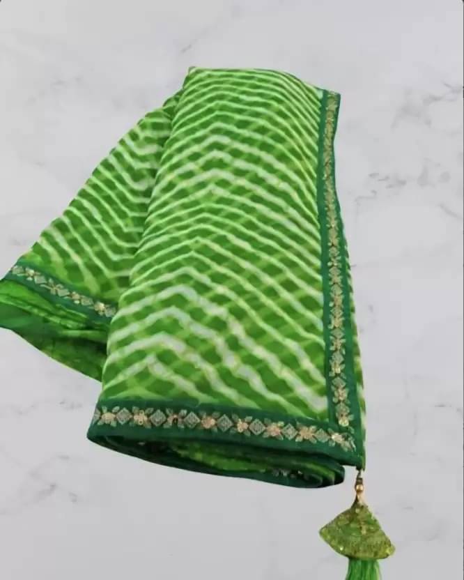 YUGAVEERAA Georgette Printed Regular Saree With Unstitched Blouse Piece ( Green ) YUGAVEERAA Georgette Printed Regular Saree With Unstitched Blouse Piece ( Green )