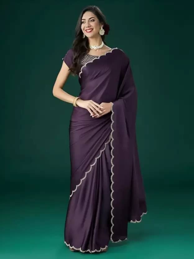 YUGAVEERAA Georgette Self Design Regular Saree With Unstitched Blouse Piece ( Indigo ) YUGAVEERAA Georgette Self Design Regular Saree With Unstitched Blouse Piece ( Indigo )