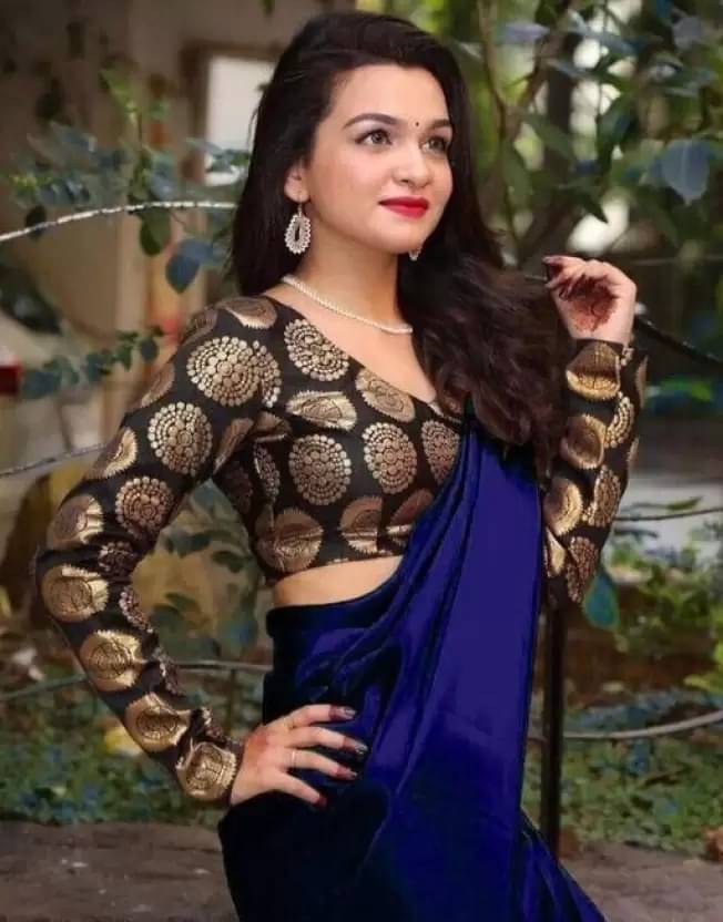 YUGAVEERAA Satin Solid Regular Saree With Unstitched Blouse Piece ( Navy Blue ) YUGAVEERAA Satin Solid Regular Saree With Unstitched Blouse Piece ( Navy Blue )