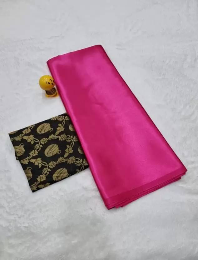 YUGAVEERAA Silk Solid Regular Saree With Unstitched Blouse Piece ( Pink ) YUGAVEERAA Silk Solid Regular Saree With Unstitched Blouse Piece ( Pink )