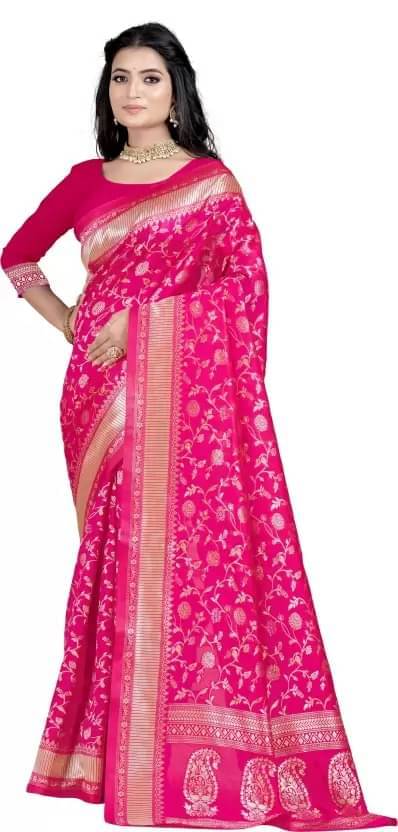 YUGAVEERAA Silk Woven Regular Saree With Unstitched Blouse Piece ( Wine ) YUGAVEERAA Silk Woven Regular Saree With Unstitched Blouse Piece ( Wine )