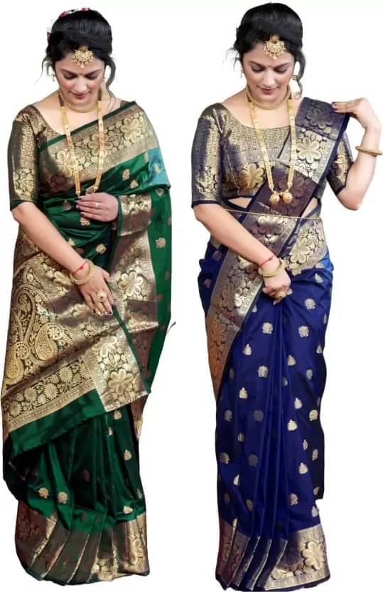    			YUGAVEERAA Silk Woven Regular Saree With Unstitched Blouse Piece ( Multicolor )