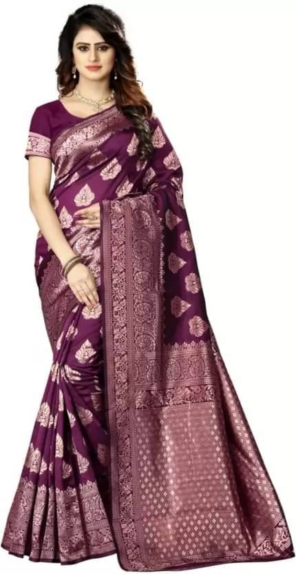 YUGAVEERAA Silk Woven Regular Saree With Unstitched Blouse Piece ( Purple ) YUGAVEERAA Silk Woven Regular Saree With Unstitched Blouse Piece ( Purple )