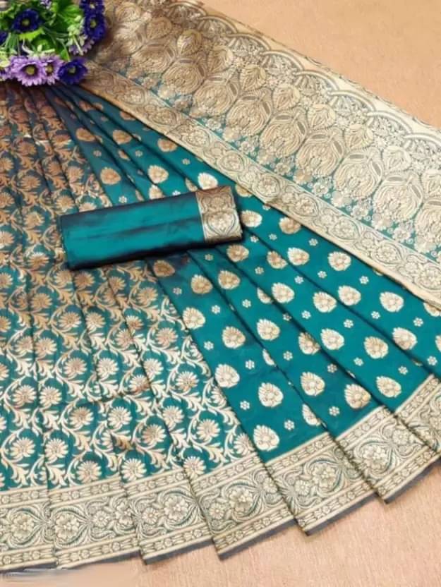     			YUGAVEERAA Silk Woven Regular Saree With Unstitched Blouse Piece ( Rama )